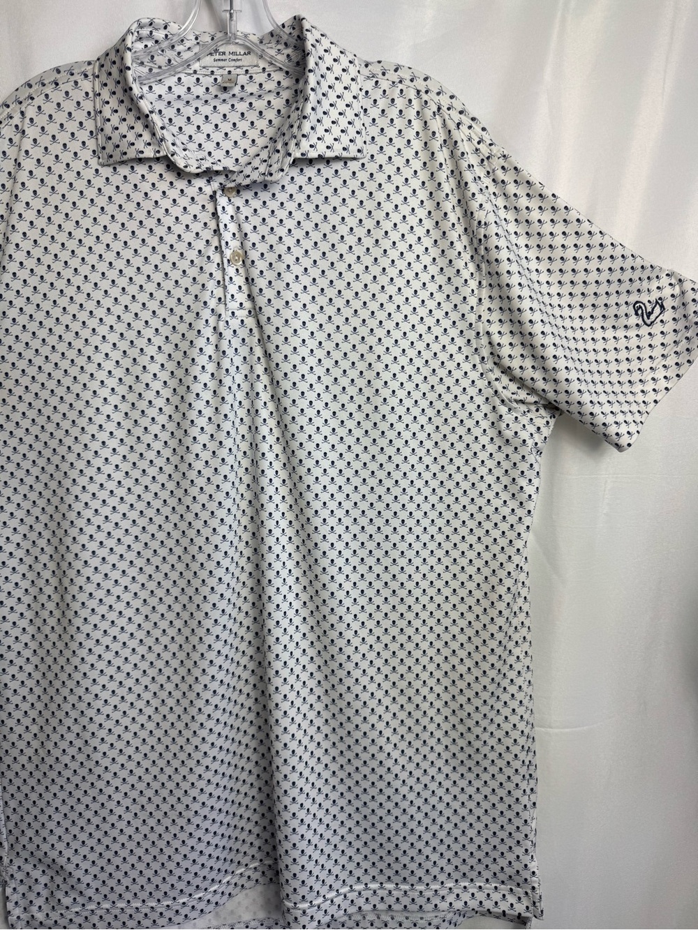 Peter Millar Men's Short Sleeve Summer Comfort Skull And Bones Pink Sz M White